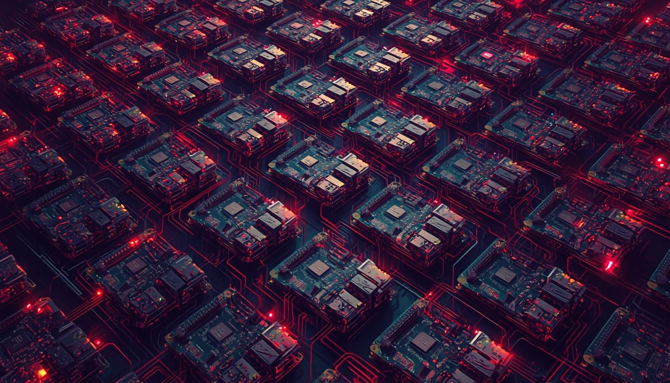 A Raspberry Pi cluster, a collection of small, inexpensive computers working together